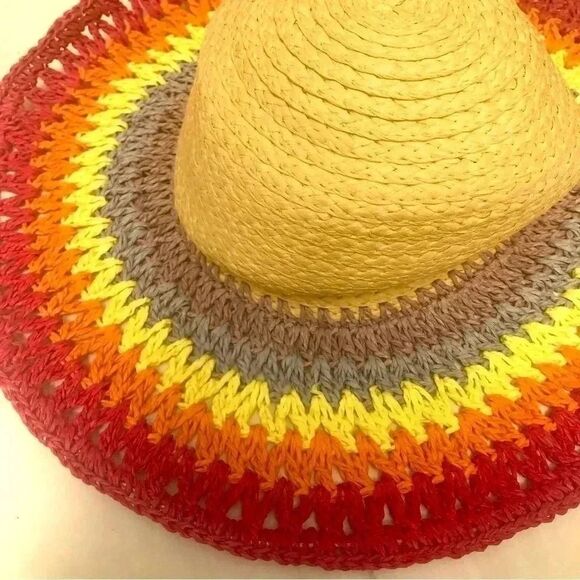 WOMENS rainbow straw beach hat one size - Picture 1 of 5